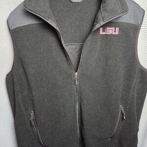 Louisiana State University Tigers  Fleece Vest Black & Gray Men sSize XL FullZip